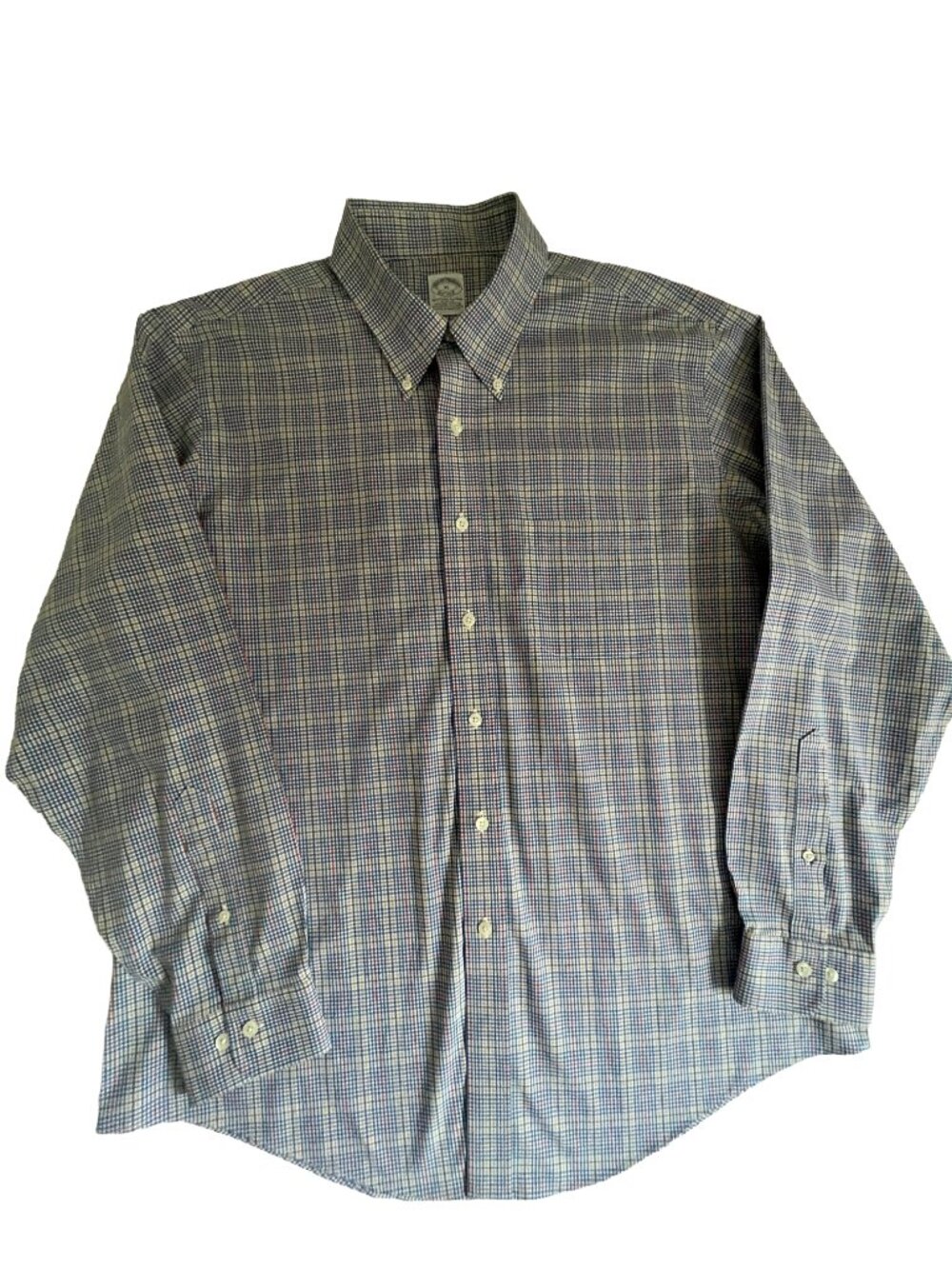 Brooks Brothers Original Polo Shirt Slim Fit XL Blue Plaid Non-Iron Stretch